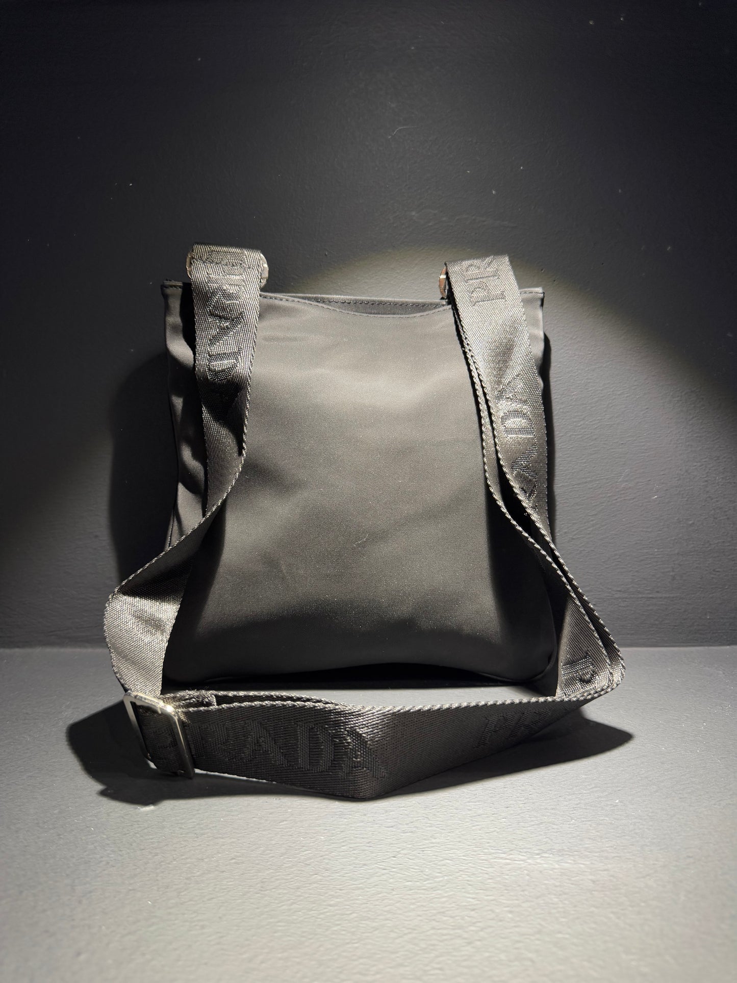 Prada Luxury Messenger Bag Re-Nylon Leather Black Τσαντάκι Μαύρο