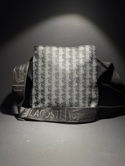 Lacoste The Blend Monogram Bag Black x Grey Τσαντάκι Μαύρο x Γκρι