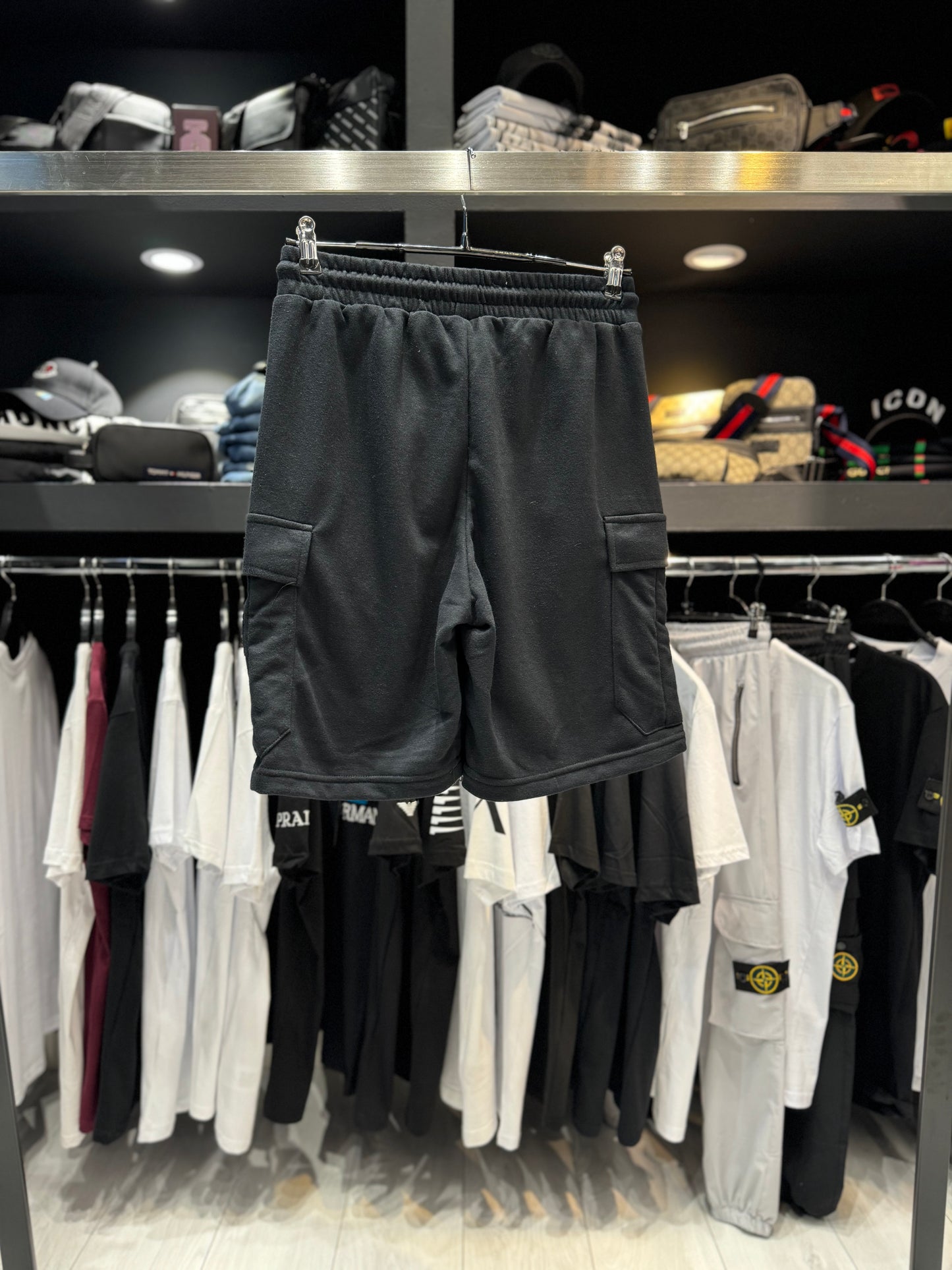 Stone Island Cargo Shorts / Βερμούδα Καργκο υφασμάτινη Μαύρη