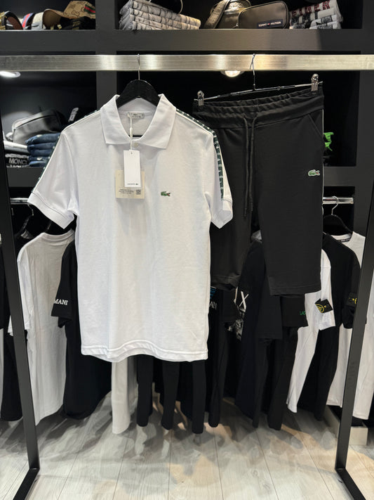 Lacoste Set White x Black / Λευκό x Μαύρο με Γιακά