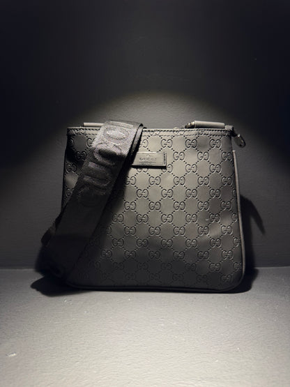 Gucci Zip Top Messenger Bag Black Τσαντάκι Μαύρο