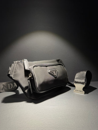 Prada Re-Nylon And Saffiano Leather Belt Bag Black Τσαντάκι Μέσης Μαύρο