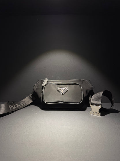 Prada Re-Nylon And Saffiano Leather Belt Bag Black Τσαντάκι Μέσης Μαύρο
