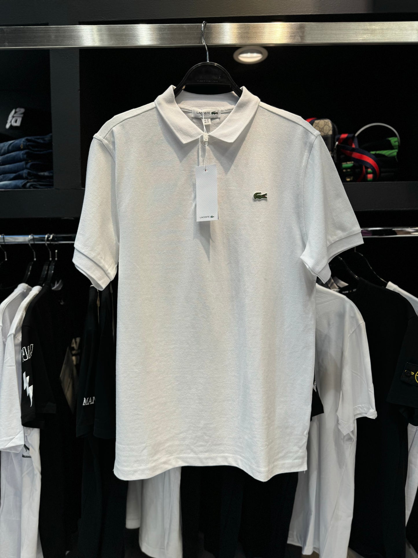 Lacoste White / Κοντομάνικο με γιακά Λευκό