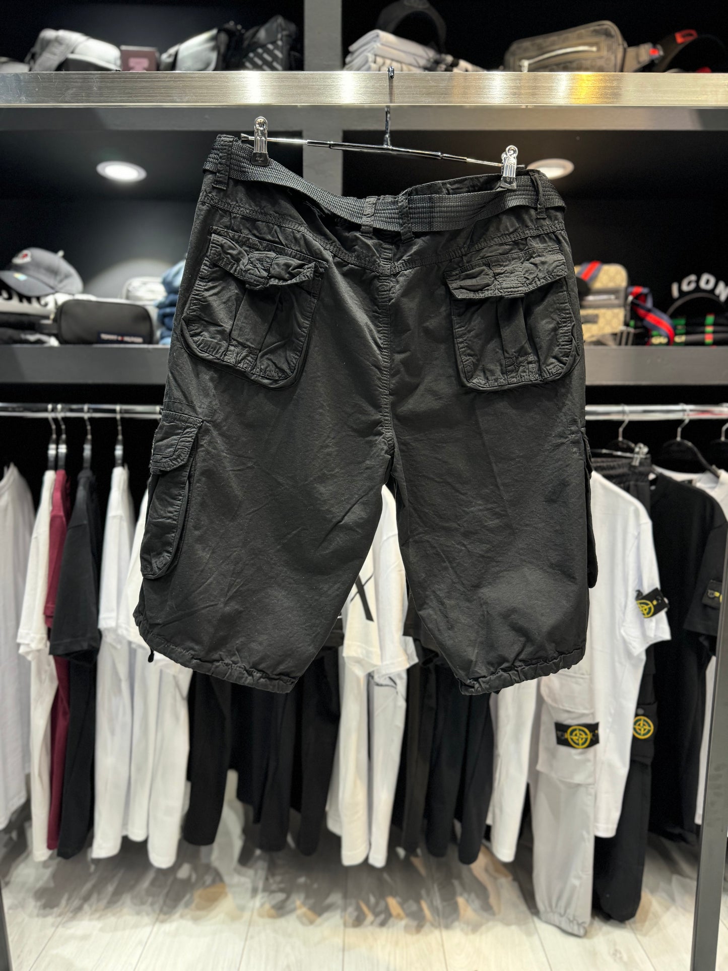 Stone Island Cargo Shorts Oversize / Βερμούδα Καργκο Μαύρη