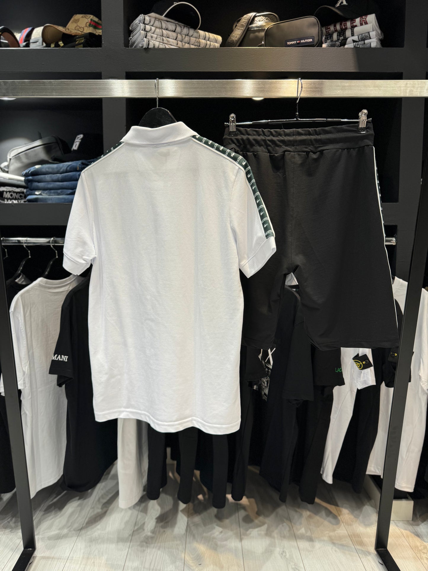 Lacoste Set White x Black / Λευκό x Μαύρο με Γιακά