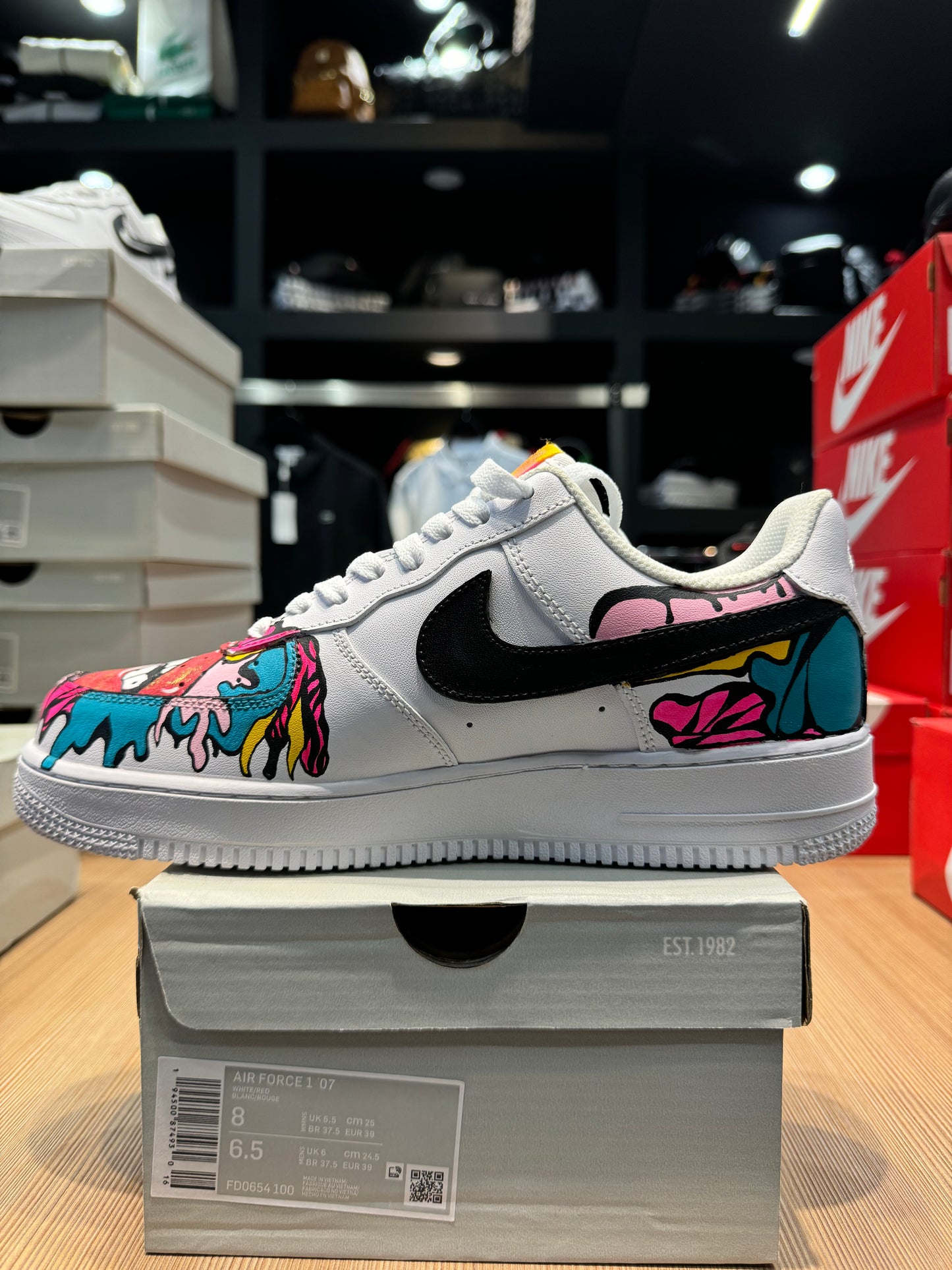 Nike Air Force White Red Lips / Κόκκινα Χείλη (Ζωγραφική Στο Χέρι)