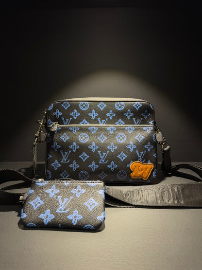 Louis Vuitton Trio Messenger Leather Bag Black x Blue Τσαντάκι Ομού Μαύρο x Μπλε