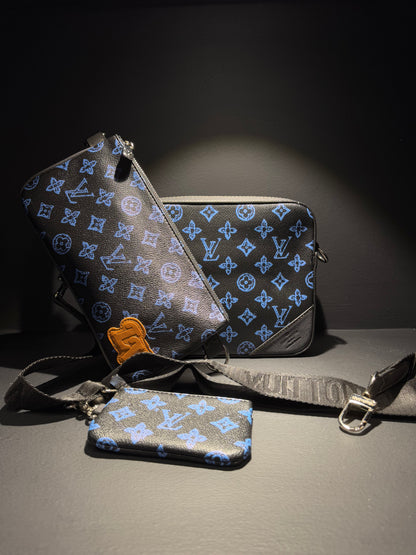 Louis Vuitton Trio Messenger Leather Bag Black x Blue Τσαντάκι Ομού Μαύρο x Μπλε