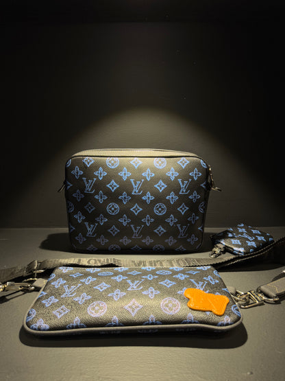 Louis Vuitton Trio Messenger Leather Bag Black x Blue Τσαντάκι Ομού Μαύρο x Μπλε