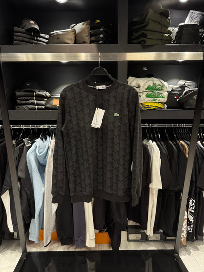 Lacoste Jersey Monogram Sweatshirt Black x Grey / Φούτερ Μαύρο x Γκρι